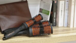 Denman hair brushes at the Maison Patrick Sérole hair salon in Roanne